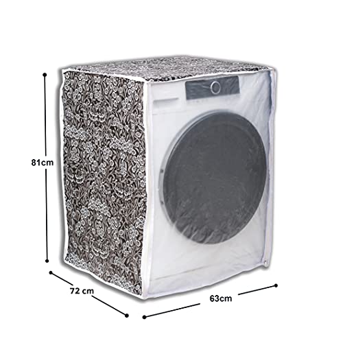 Classic® Front Load Washing Machine Cover Suitable for LG 8.5 Kg, 9 Kg, 9.5 Kg, 10 Kg, 10.5 Kg, 11 Kg, 11.5 Kg, 12 Kg (72cmsX63cmsX81cms, Black Flower) - Image 3