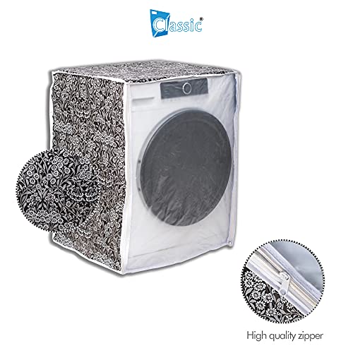 Classic® Front Load Washing Machine Cover Suitable for LG 8.5 Kg, 9 Kg, 9.5 Kg, 10 Kg, 10.5 Kg, 11 Kg, 11.5 Kg, 12 Kg (72cmsX63cmsX81cms, Black Flower) - Image 4
