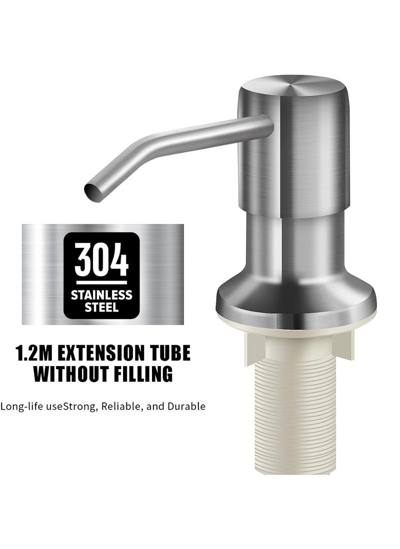 Hannea - HANNEA® Soap Dispenser for Kitchen Sink With 47 Inches Tube Fixed HandWash Dispensers Pump Stainless Steel 360 ° Rotatable Press Down Soap Dispenser for Lotion, Body Wash, Hand Soap, Shampoo - Image 1
