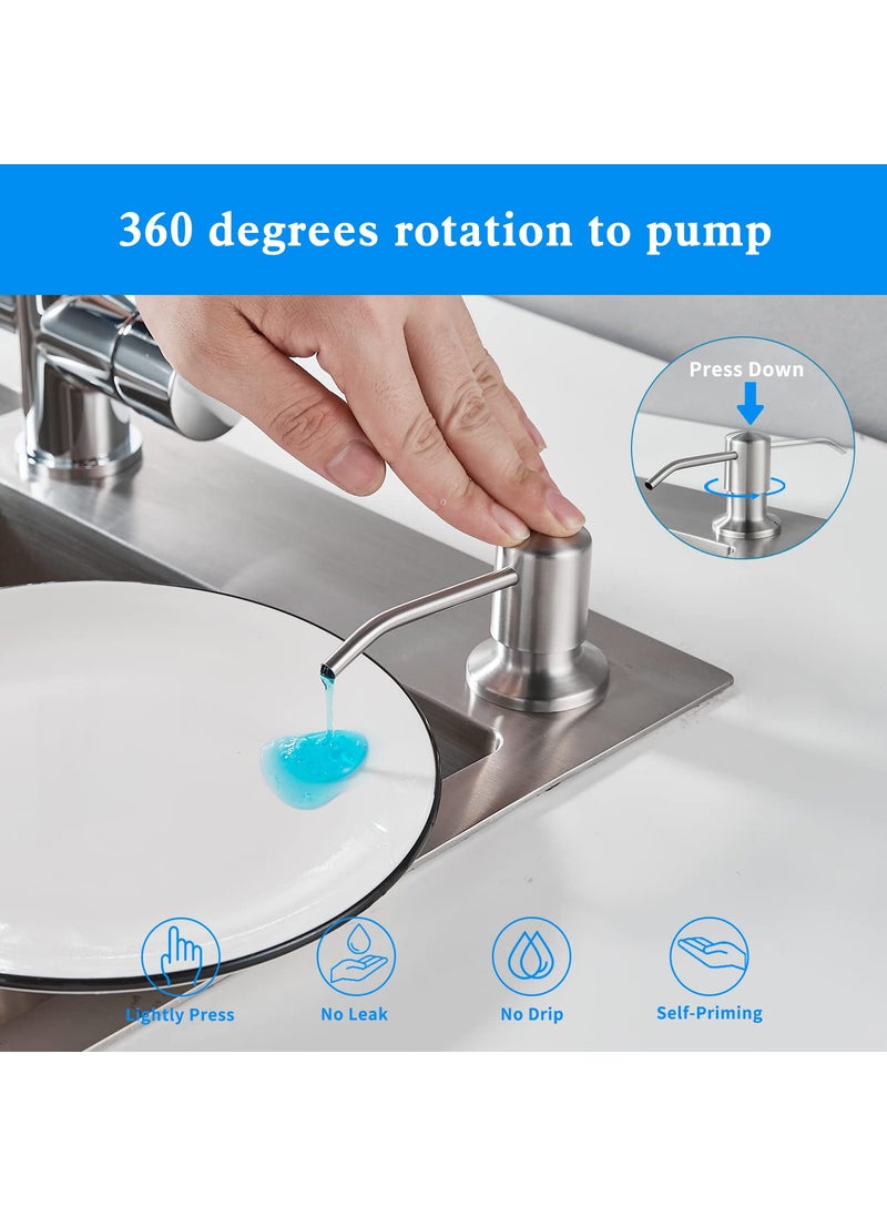 Hannea - HANNEA® Soap Dispenser for Kitchen Sink With 47 Inches Tube Fixed HandWash Dispensers Pump Stainless Steel 360 ° Rotatable Press Down Soap Dispenser for Lotion, Body Wash, Hand Soap, Shampoo - Image 1