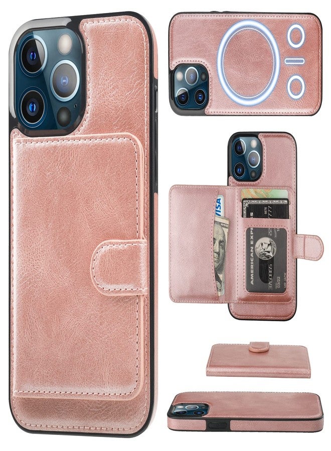 Bocasal Wallet Case for iPhone 13 Pro Max Compatible with MagSafe Magnetic RFID Blocking Detachable Premium PU Leather Flip Case with Card Slots Holder Kickstand Wireless Charging 6.7 Inch (Rose Gold) - Image 1