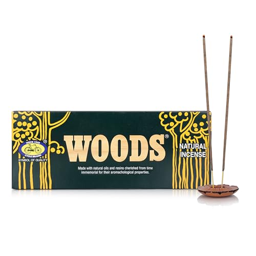 Cycle Pure Woods Natural Incense Sticks, 9 Inch, Pack of 1 (70gm Agarbatti Sticks) | Lasts Upto 60 Mins per Stick | Woody, Sandal, Resin, Cedar, Masala, Amber, Natural Fragrance for Puja, Meditation - Image 1