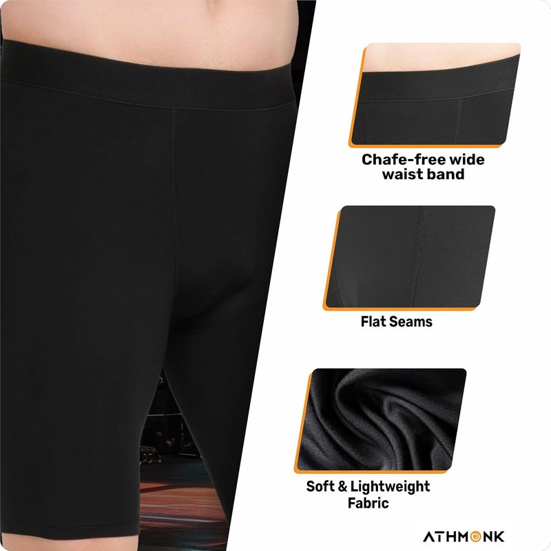 Athmonk 4-Way Lycra Compression Shorts for Men | Tight Skin Fit, Non Padded | Cycling Running Workout Gym Cricket Football Sports | Tummy Tuck Recovery Muscle Support | Quick Dry Anti-Chafe - Image 4