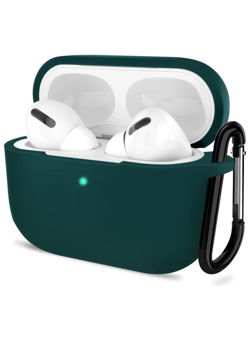 أكاليكس غطاء حافظة AirPods Pro الجيل الثاني، ملحقات جلدية واقية من السيليكون مع سلسلة مفاتيح لسماعات Apple AirPods Pro الجيل الثاني، شاشة LED أمامية، أخضر - Image 1