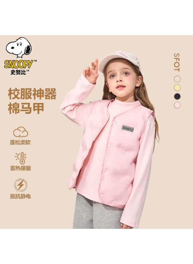 Snoopy Kids Autumn Winter Versatile Vest Inner Outer Wear Pink 150