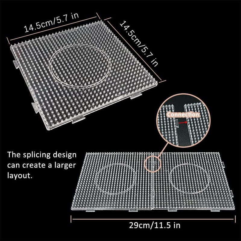 krastmon Fuse Beads Boards 5mm Large Clear Plastic Pegboards for Kids Craft Beads 4 PCS - Image 3