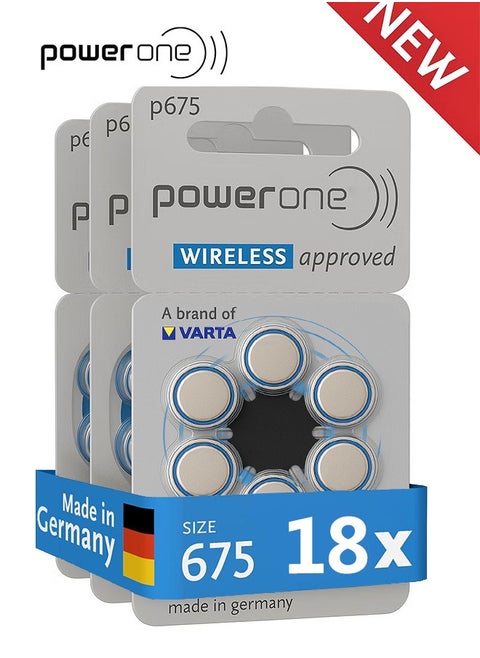 Power one 1.45V Hearing Aid Batteries - Pack Of 18 Pieces