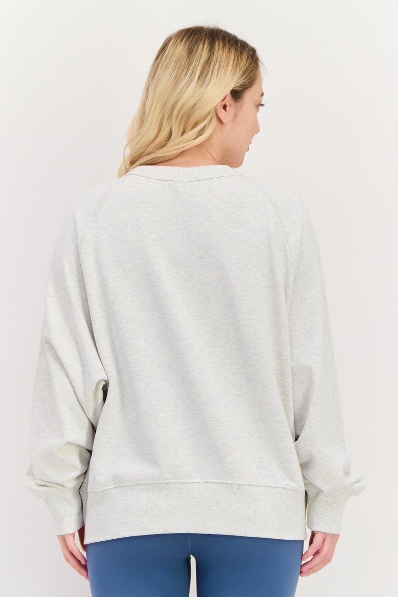 New Balance Women Sportswear Fit Long Sleeve Training Sweatshirt, Beige  - Image 4