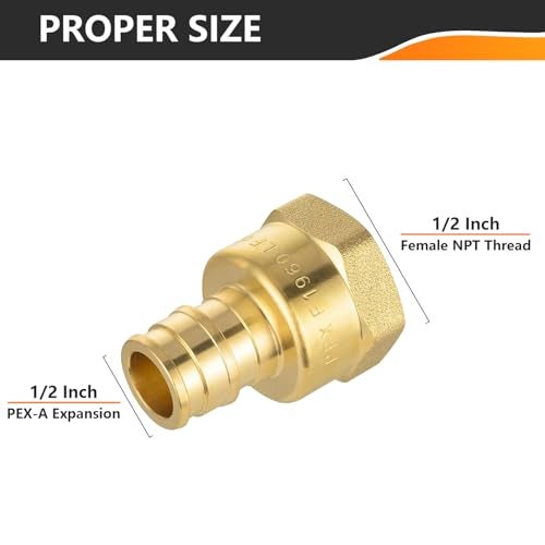 HeSun 10Pack PEXA FNPT Adapter Fitting 12 NPT Female x 12 PEXA Expansion Adapter ASTM F1960 - Image 3