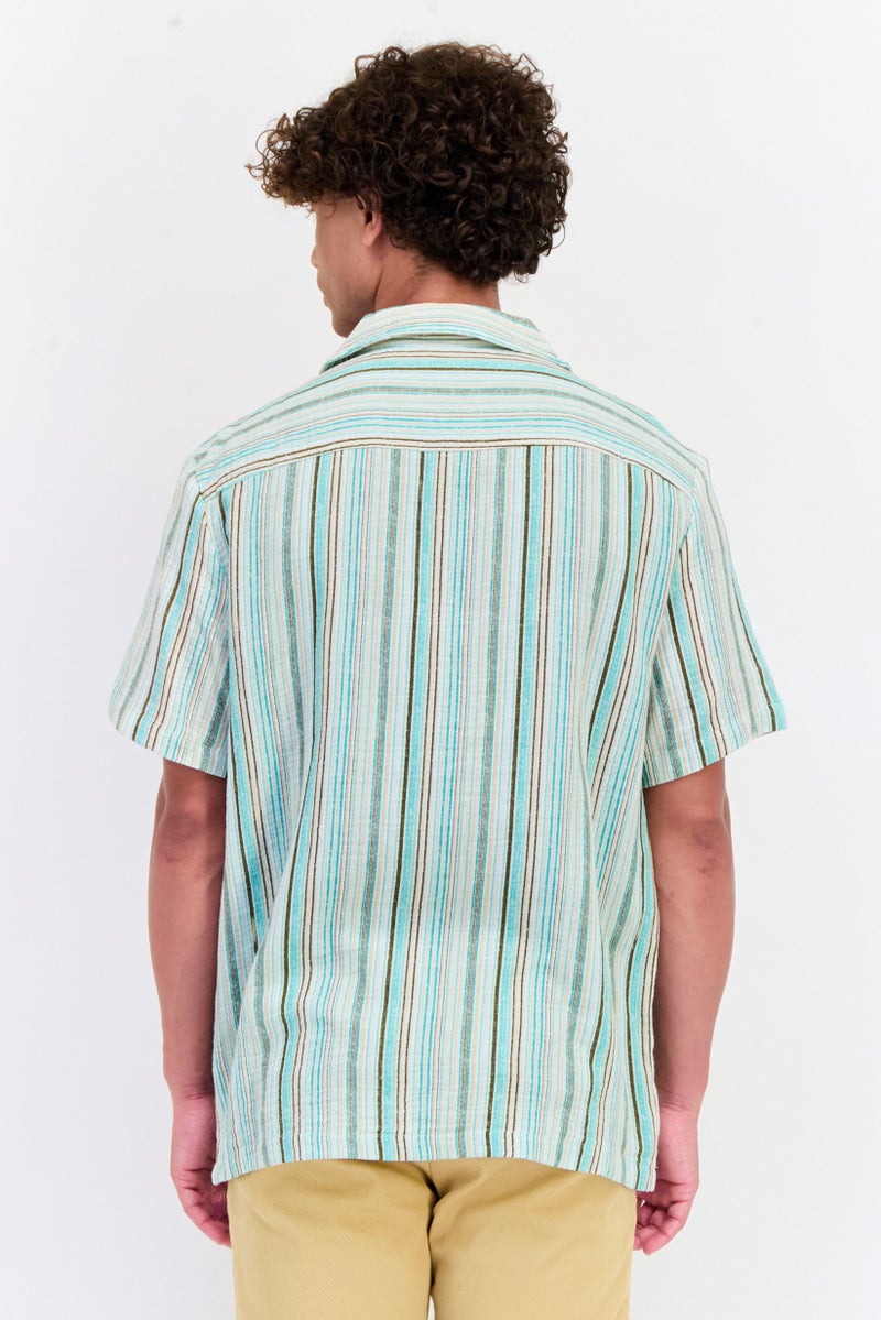 VINCE CAMUTO Men Regular Fit Short Sleeve Stripe Casual Shirt, Multicolor - Image 3