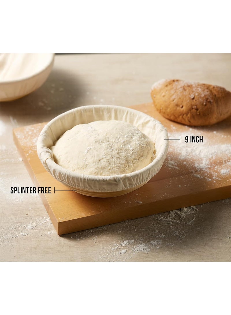 Banneton Bread Proofing Basket, Sourdough Proofing Bread Basket, Bread Banneton Proofing, Artisan Sourdough Bread Making Baskets, 9 Inch Rattan Baskets and Cloth Liners, Set of 2, Round - Image 4