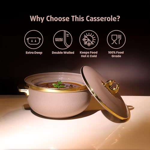 SELVEL Royal Linex Casserole Collection | Insulated Hot Cases | Stainless Steel Inner | BPA-Free | Brown & Lime Green | (Royal Linex Casserole – Brown, 1200ml) - Image 5