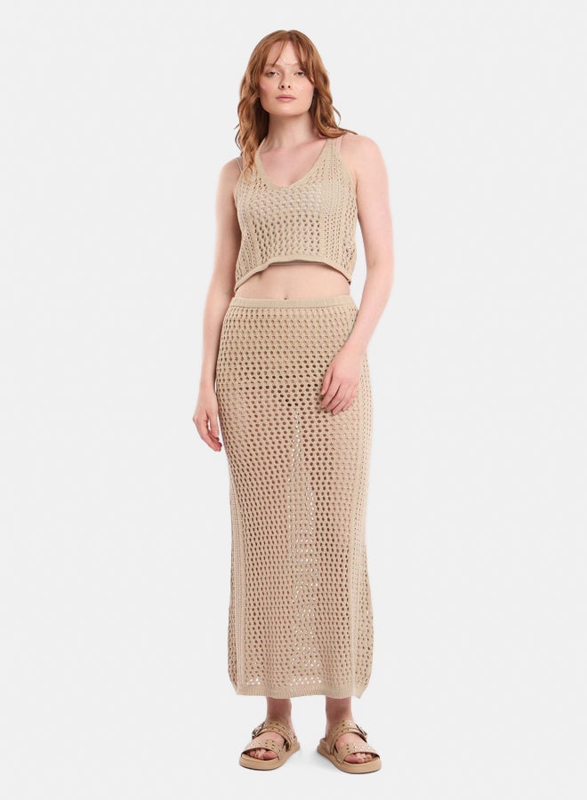 Premoda Women's Pencil Skirt Beige  - Image 1