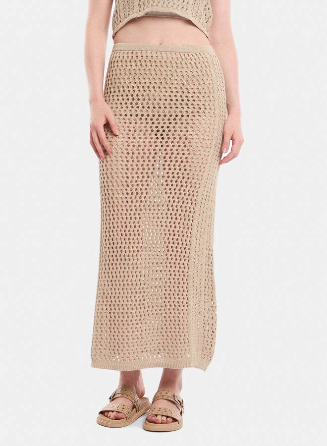 Premoda Women's Pencil Skirt Beige  - Image 2