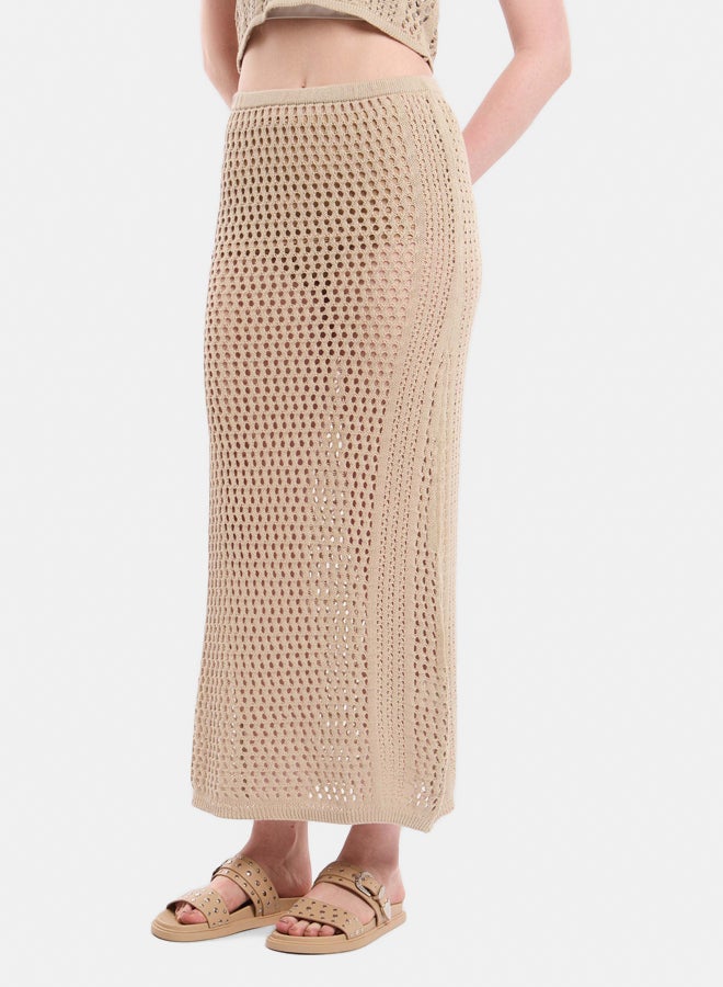Premoda Women's Pencil Skirt Beige  - Image 3