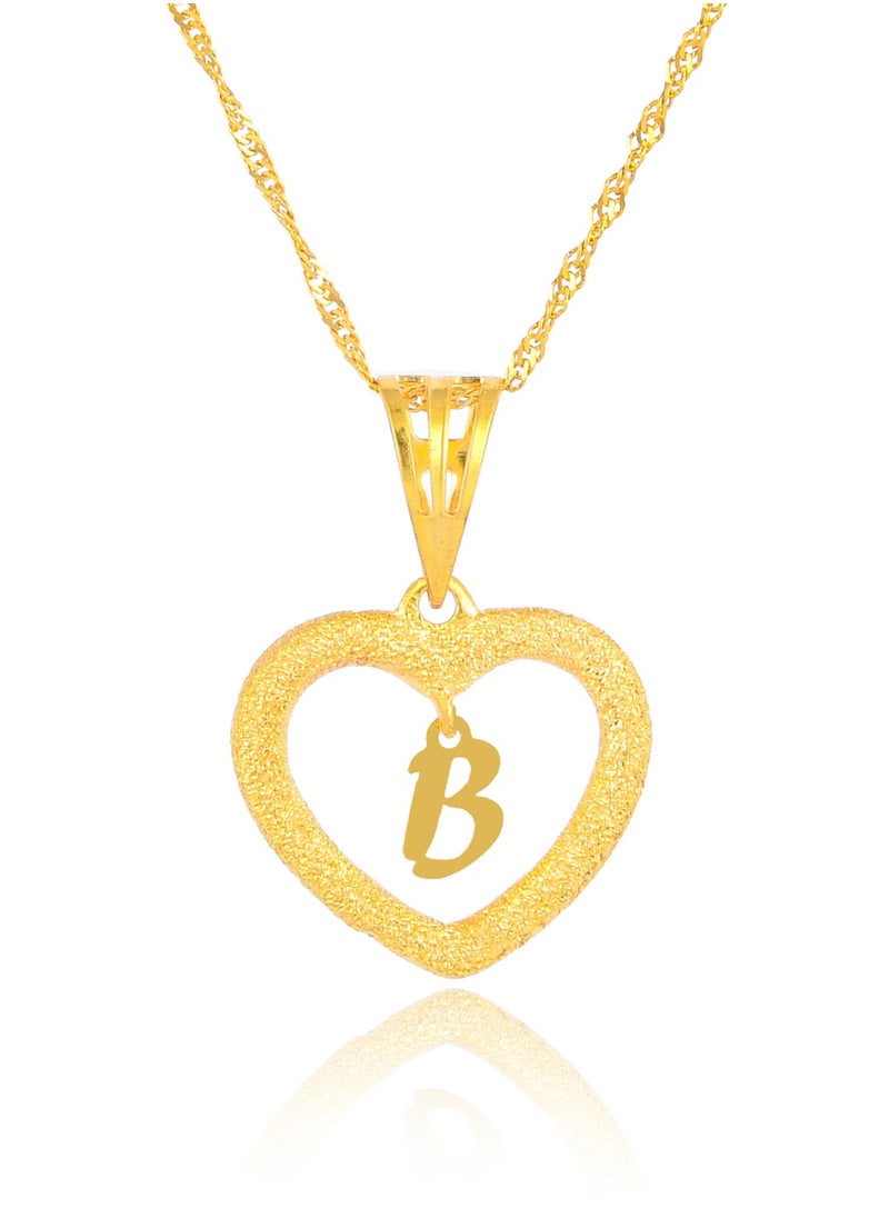 BAFLEH JEWELLERY - Beautifully Crafted 22K Gold Heart Necklace with 'B' - Image 1