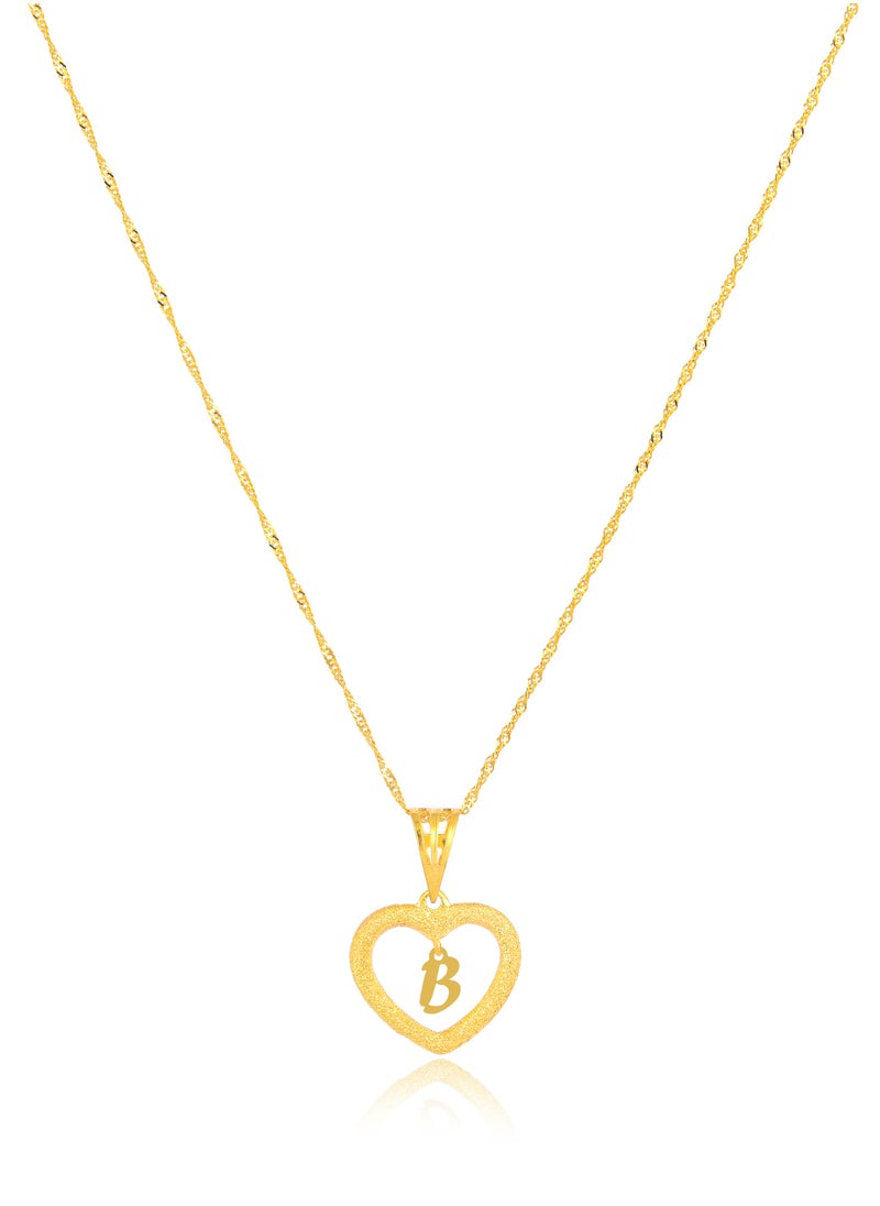 BAFLEH JEWELLERY - Beautifully Crafted 22K Gold Heart Necklace with 'B' - Image 1