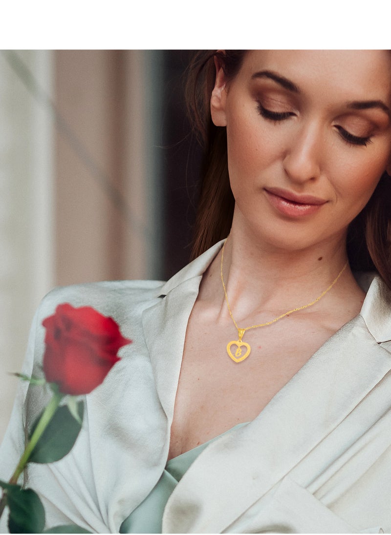 BAFLEH JEWELLERY - Beautifully Crafted 22K Gold Heart Necklace with 'B' - Image 1