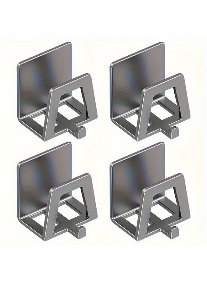 Gray 2pcs Self Adhesive Metal Sink Storage Rack Kitchen Sponge Soap Holder Wall Mount - Image 5