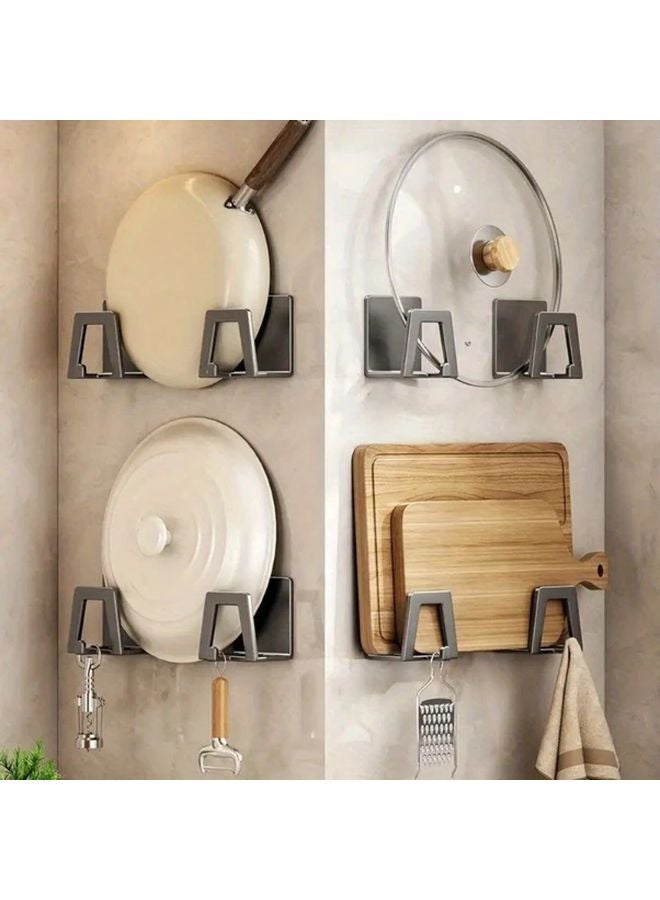 Gray 2pcs Self Adhesive Metal Sink Storage Rack Kitchen Sponge Soap Holder Wall Mount - Image 2