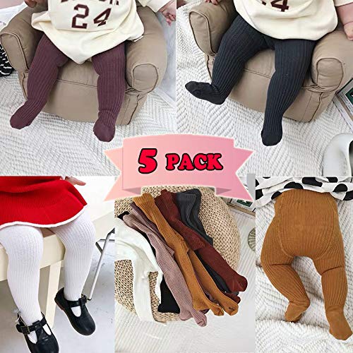 CECORC Baby Leggings, Tights for girls, Toddler, Infant, 6-12 months, (0-1 years, 5 pack (black+white+lightpink+ginger+darkpink)) - Image 5