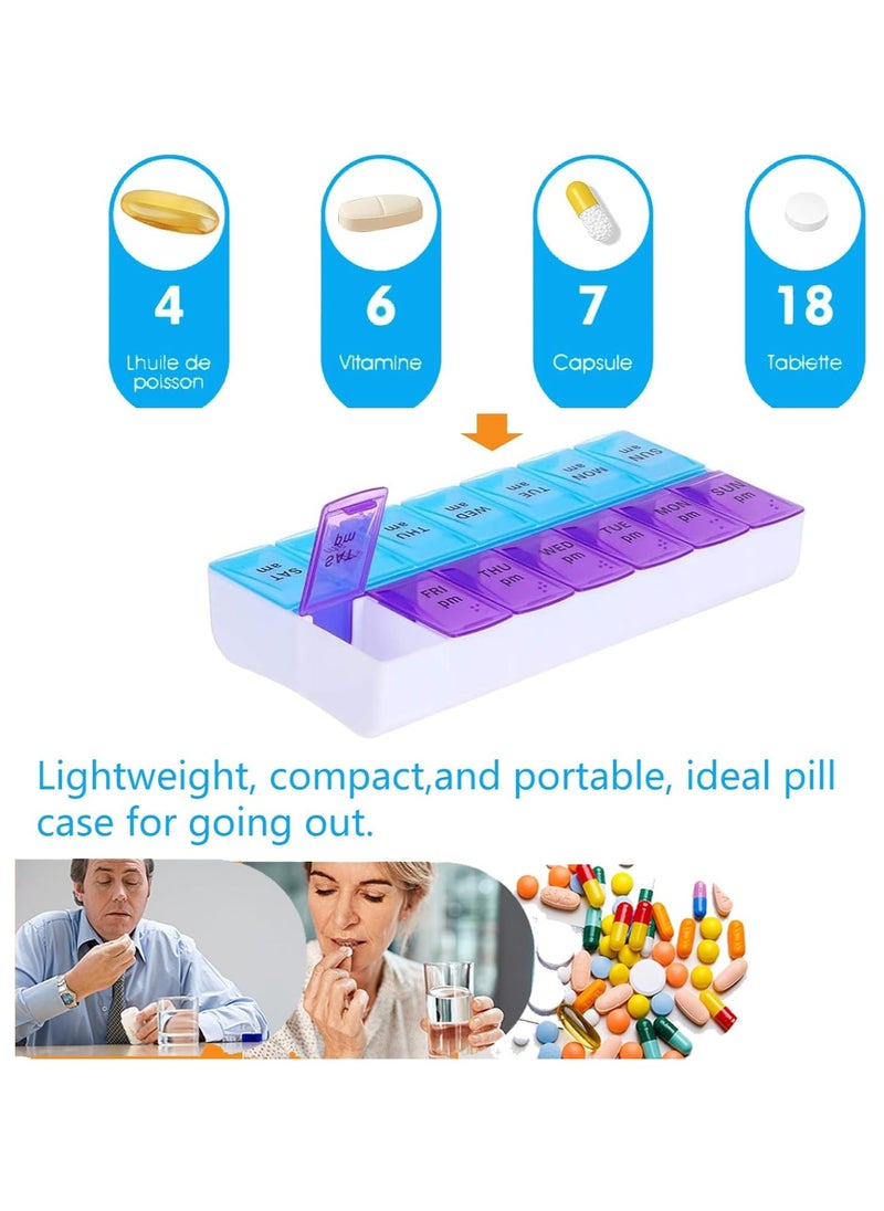 Generic 7 Day Twice a Day Pill Organizer Box Moisture Resistant BPA Free Pill Organizer for Holding Vitamins and Medications Suitable for TravelMulti Color  - Image 2