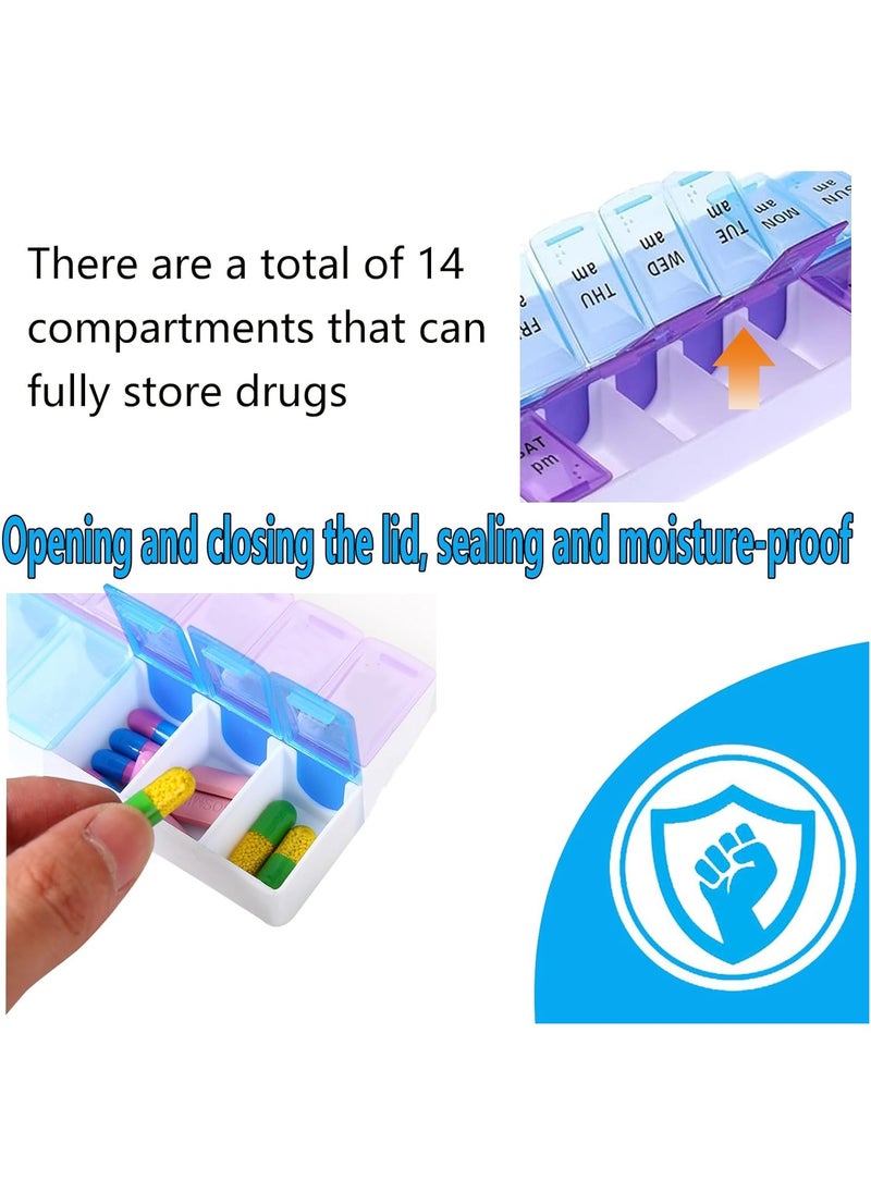 Generic 7 Day Twice a Day Pill Organizer Box Moisture Resistant BPA Free Pill Organizer for Holding Vitamins and Medications Suitable for TravelMulti Color  - Image 3