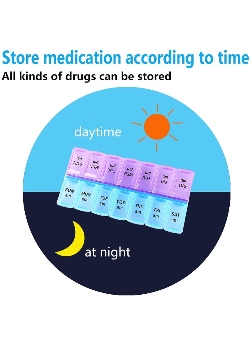 Generic 7 Day Twice a Day Pill Organizer Box Moisture Resistant BPA Free Pill Organizer for Holding Vitamins and Medications Suitable for TravelMulti Color  - Image 4
