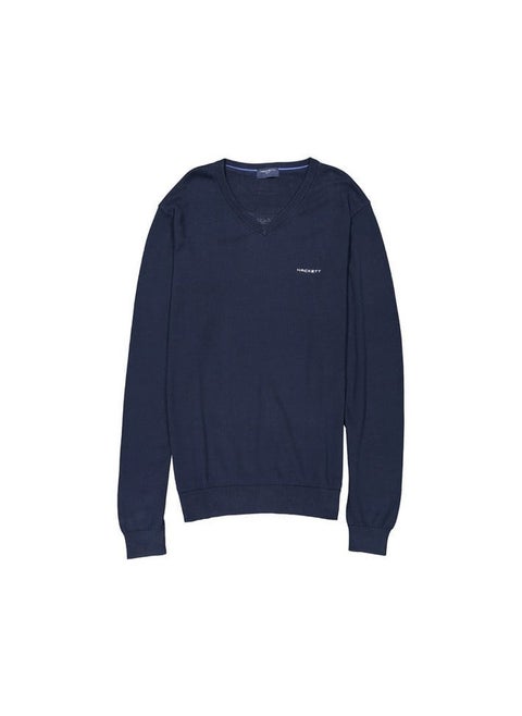 Men V-neck Sweater, Dark Blue