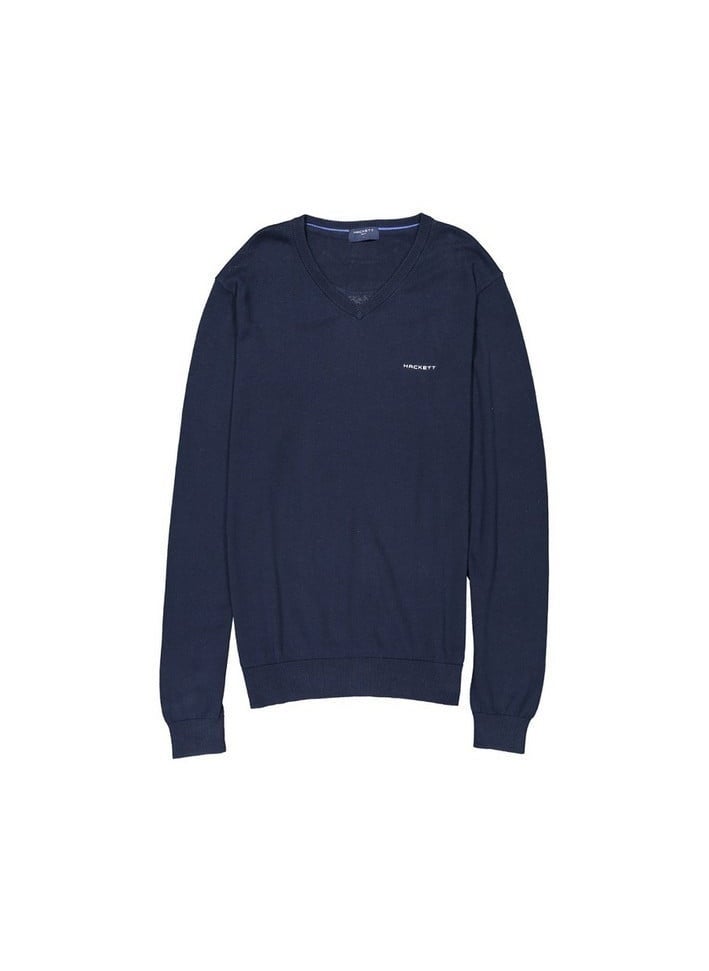 Hackett Men V-neck Sweater, Dark Blue 