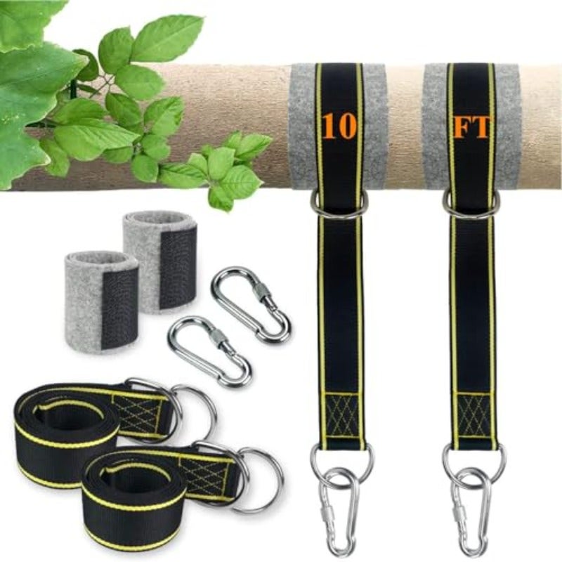 Extra Long Tree Swing Straps 10FT Tree Swing Hanging Straps Kit Holds 1800 lbs with Tree Protector Heavy Duty Carabiner Perfect for Swings Hammocks - Image 2