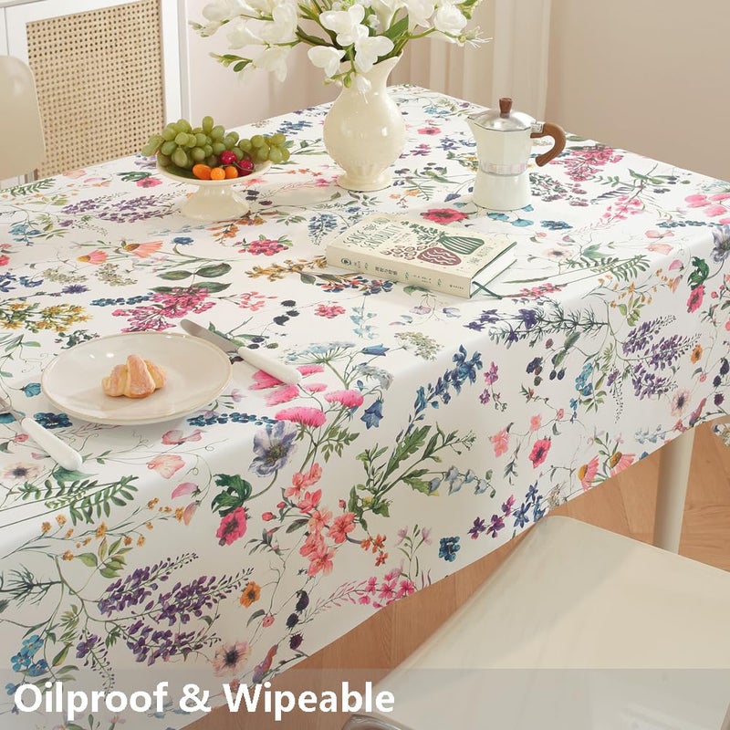 TruDelve Vinyl Tablecloth Plastic Table Cloth Rectangle Table Spring Outdoor Tablecloths Waterproof Picnic Tables Cover (54'' x 78'', Flower) - Image 5