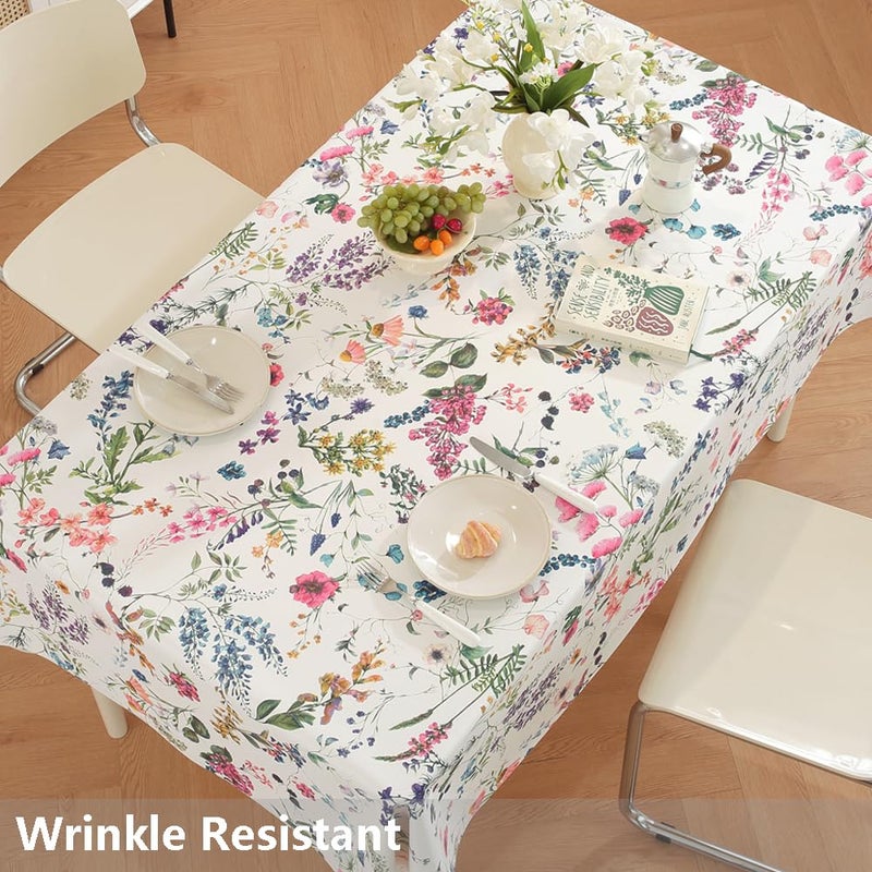 TruDelve Vinyl Tablecloth Plastic Table Cloth Rectangle Table Spring Outdoor Tablecloths Waterproof Picnic Tables Cover (54'' x 78'', Flower) - Image 3