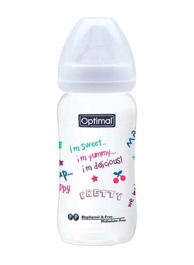 Optimal - زجاجة رضاعة ذات عنق عريض، 300 مل، لون أبيض - Image 1