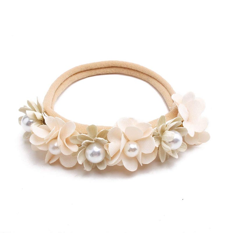 mligril Baby Girl Nylon Headbands Flower Hair Bows Accessories-Elastic Hair Band Crown Handmade FLoral Wraps Birthday Gifts for Girls Newborn Infant Toddler 3Pcs - Image 4