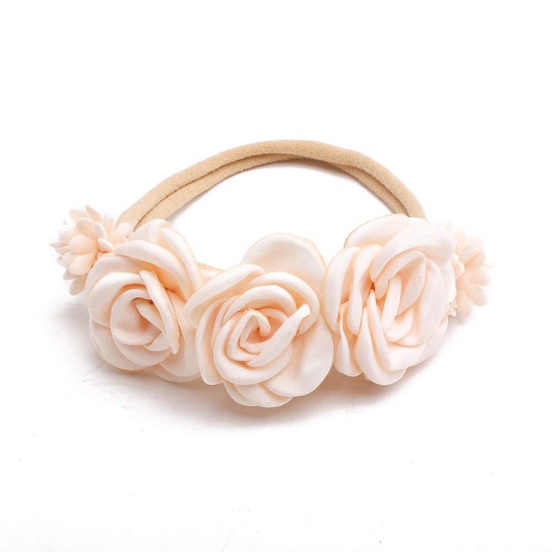 mligril Baby Girl Nylon Headbands Flower Hair Bows Accessories-Elastic Hair Band Crown Handmade FLoral Wraps Birthday Gifts for Girls Newborn Infant Toddler 3Pcs - Image 5
