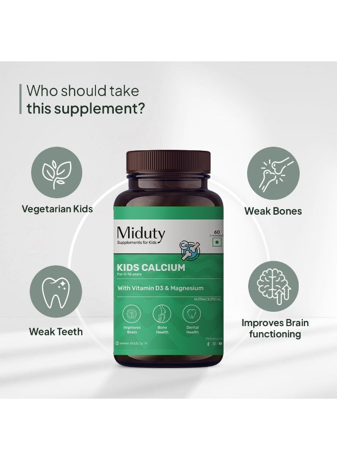 Miduty Kids Calcium 60 Chewables + Kids Coco D3 50ml Drops – Chewable Calcium with D3, K2 & Magnesium for Strong Bones, Teeth & Immunity + MCT-Based Vitamin D3 Drops for Better Absorption - Image 3