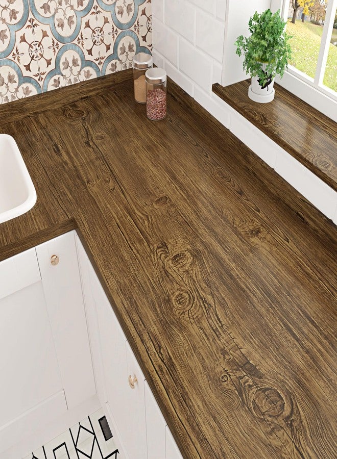 Wallercity Brown Contact Paper Wood Grain Peel and Stick Wallpaper Self Adhesive Removable Brown Wood Wall Paper for Countertops Vintage Waterproof Wooden Wrap for Cabinets Drawer Liner 15.8''x236'' - Image 1