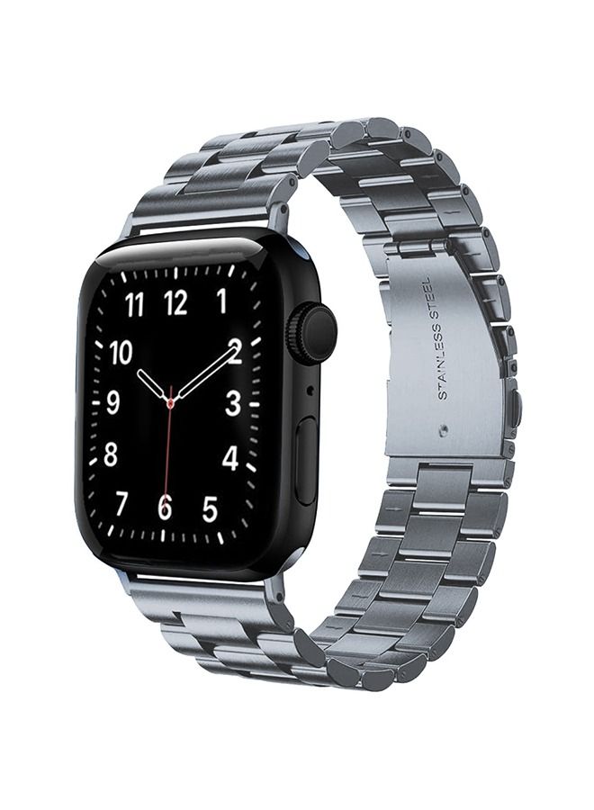 O Ozone Metal Straps For Apple Watch Series 10 9 8 7 6 5 4 SE, 38/40/41/42mm Solid Stainless Steel Smartwatch Wristband Strap- Grey - Image 1