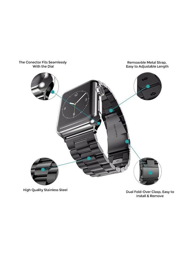 O Ozone Metal Straps For Apple Watch Series 10 9 8 7 6 5 4 SE, 38/40/41/42mm Solid Stainless Steel Smartwatch Wristband Strap- Grey - Image 5