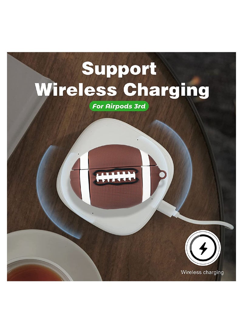 YONK Protective Case Cover Compatible With New Apple AirPods 3rd Generation Brown Football S43  - Image 4