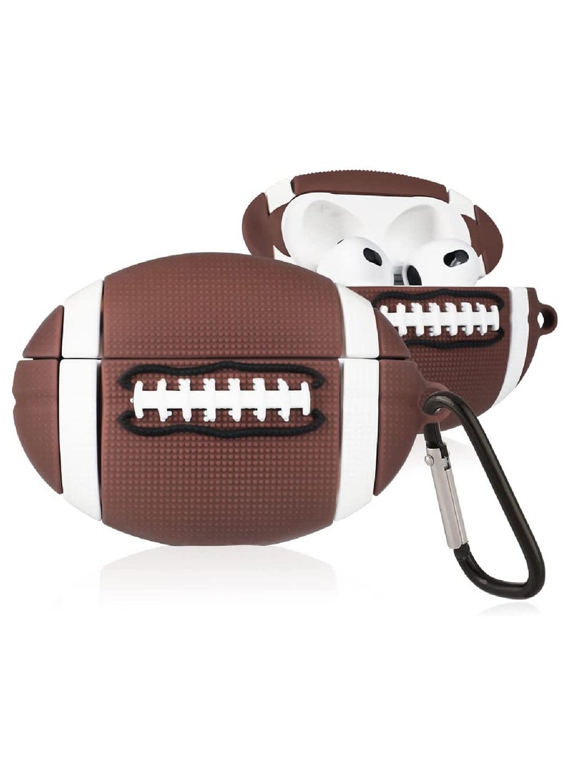 YONK Protective Case Cover Compatible With New Apple AirPods 3rd Generation Brown Football S43  - Image 2