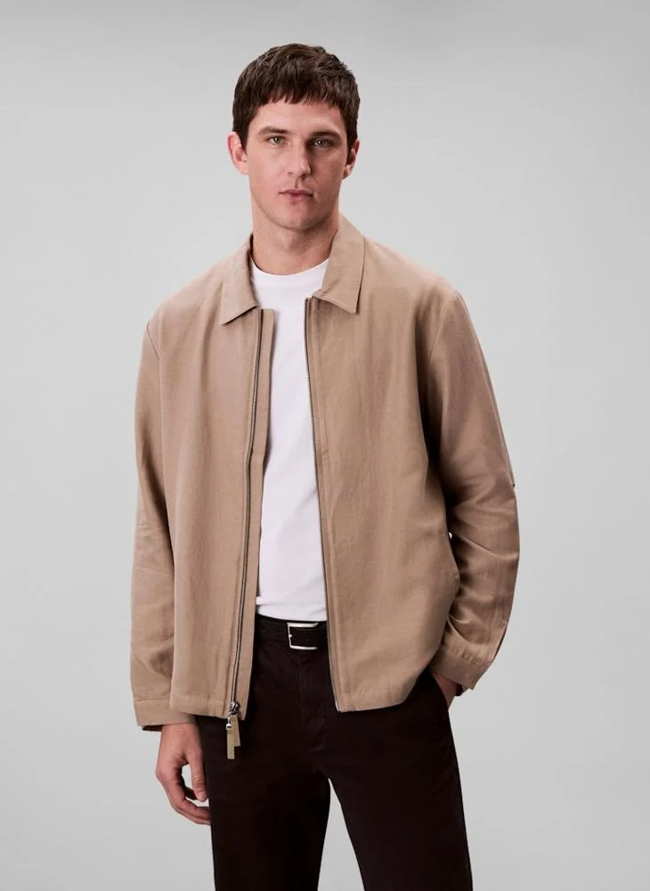 CALVIN KLEIN Long Sleeve Rayon Cotton Linen Jacket