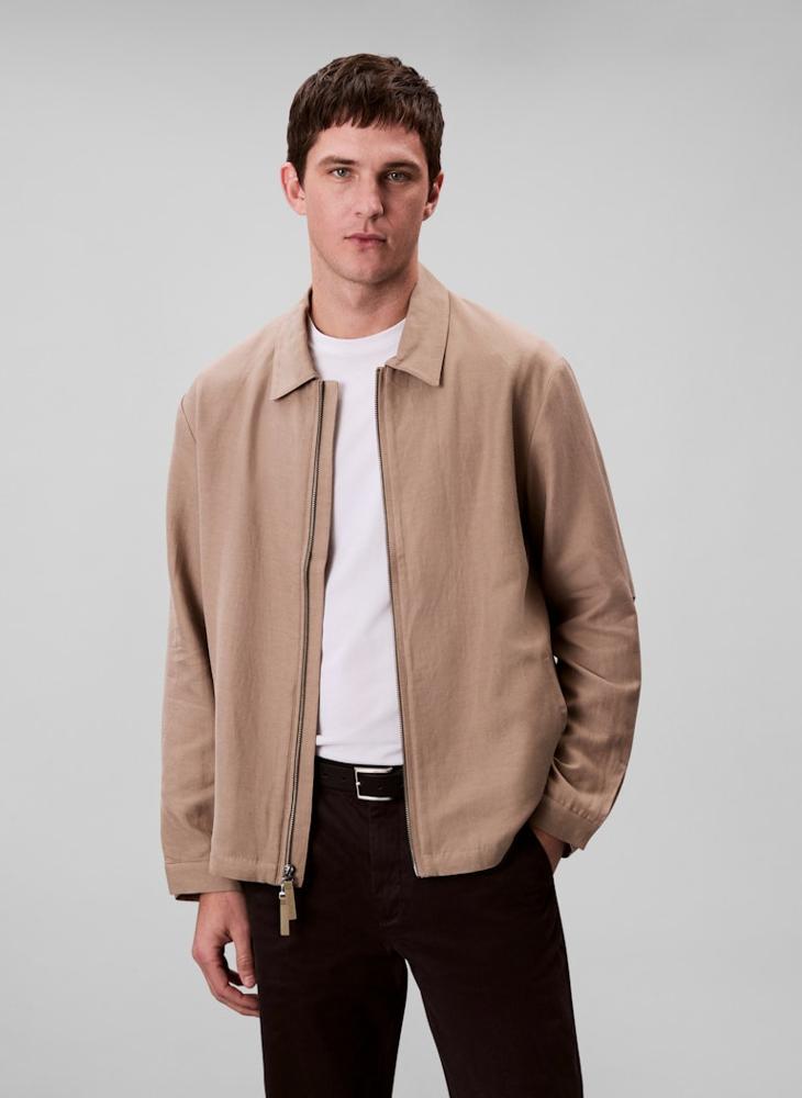 CALVIN KLEIN Long Sleeve Rayon Cotton Linen Jacket - Image 1