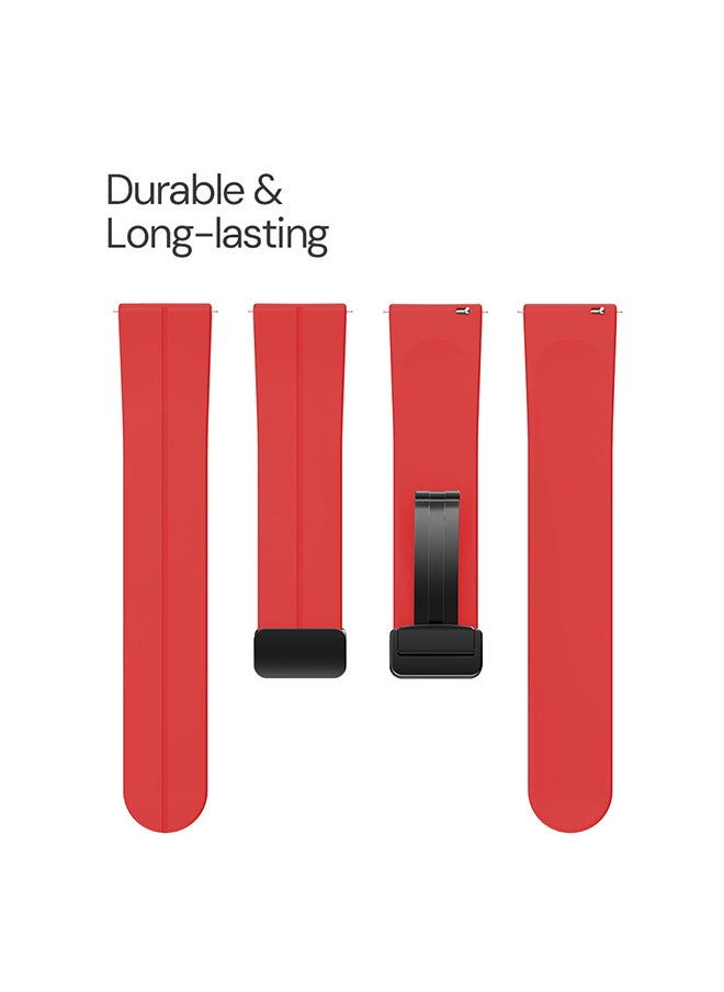 O Ozone Silicone Watch Band For CMF by Nothing Watch Pro/Watch Pro 2 Watchband Bracelet,Magnetic Folding Buckle Soft Silicone Replacement Straps for Men Women- Red  - Image 3