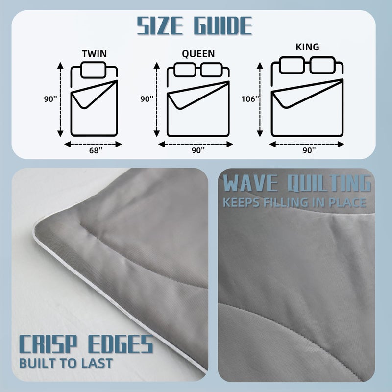 DOWNCOOL Cooling Comforter King Size, Grey Cooling Blanket for Hot Sleeper, Lightweight & Breathable Blanket for Night Sweats,Dual-Side Cooling Summer Bedding,106"X90" - Image 5