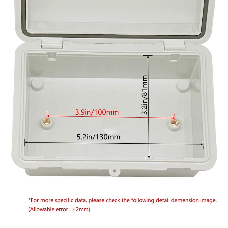 Zulkit IP65 Waterproof ABS Plastic Electrical Box - Hinged Shell, 2 Cable Glands, 5.9 x 3.9 x 2.8 inch - Image 3