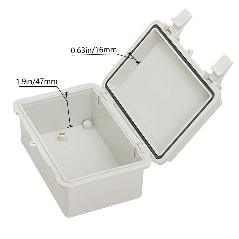 Zulkit IP65 Waterproof ABS Plastic Electrical Box - Hinged Shell, 2 Cable Glands, 5.9 x 3.9 x 2.8 inch - Image 4