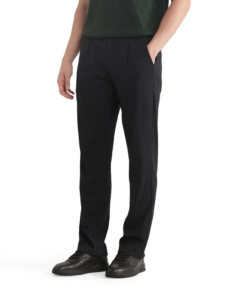 Rare Rabbit Men's Cotton Regular Fit Solid Trouser