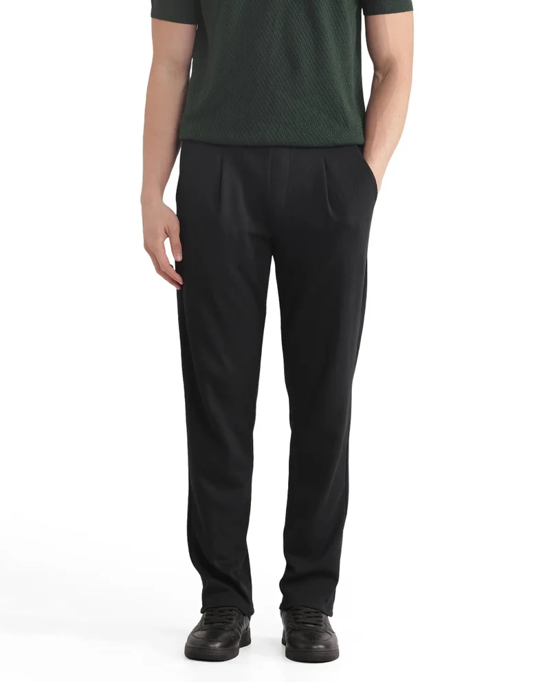 Rare Rabbit Men's Cotton Regular Fit Solid Trouser
